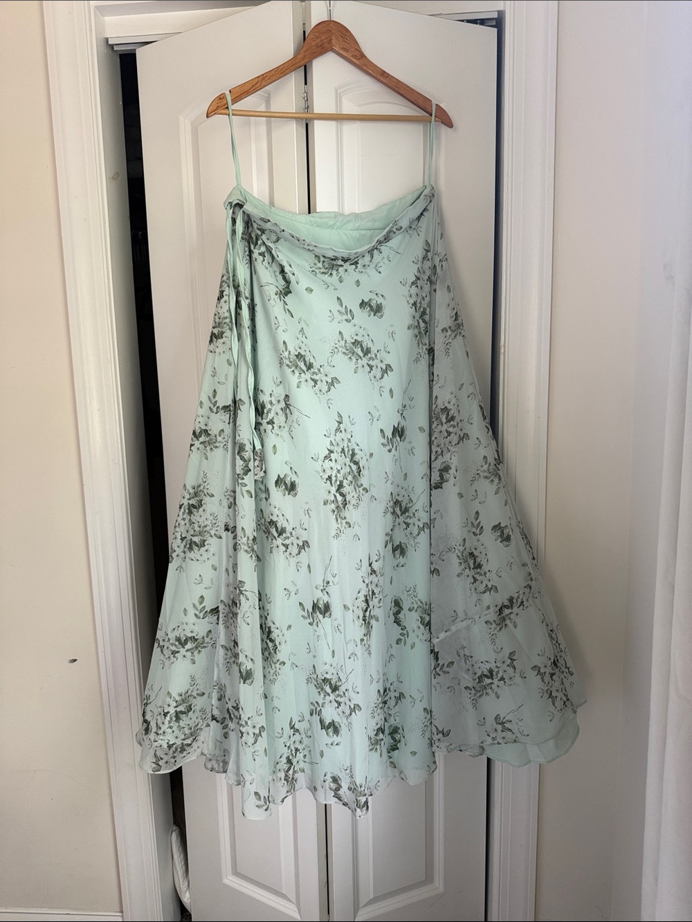 Mint Floral A-Line Maxi Skirt